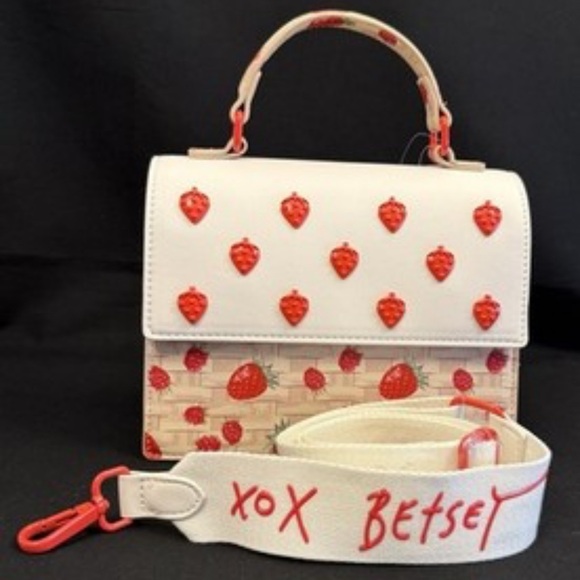 NWT Betsey Johnson Red Strawberry White and Tan Mini Bag - Picture 5 of 5